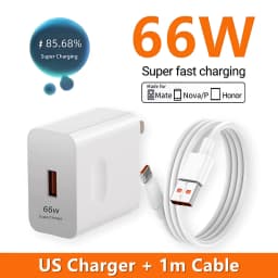 6A 66W Super Fast Charger For Huawei P50 P60 Mate 40 50 60 Nova 11i 12s 13 Pro HONOR 200 300 X8c Type C USB Quick Charging Cable