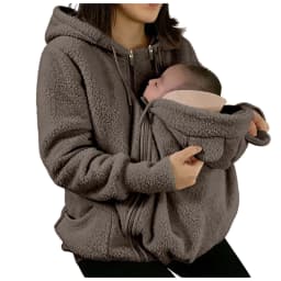 2-In-1 Maternity Clothes Autumn Winter Plush Hoodies Kangaroo Design Big Pockets Jackets For Pregnant Women Warm Baby Wearing