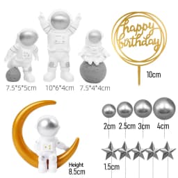 Space Birthday Supplies Astronaut Cake Topper Spaceman Mini Ornaments For Kids Boy Universe Outer Space Theme Party Decorations