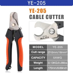 YE-205/205A Cable Cutter Stripper Pliers Industrial Level Cutter Ability 24mm²/38mm² Diameter 10mm/16mm 5CR13 Steel Tools