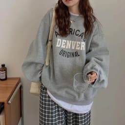 Trendy round Neck Sweatshirt 2025 New Spring Autumn Thin No Hat Printed Loose Women's Fashion Top Polyester Fiber Long Sleeve