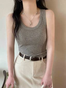 2026 Spring Summer Slim Fit All-Match Crop Top Women Tank Top Knit Camisole Solid Color Inner Wear Base Top