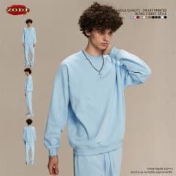 ZODF 2024 Autumn Winter Men's Basic O-Neck Sweatshirt Unisex Loose Solid 430gsm Terry Pullovers Streetwears HY0910