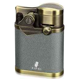 XIFEI Cigar Lighter 4 Jet Flame Torch Lighter with Cigar Holder, Windproof Rocker Arm Butane Lighter Adjustable Flame
