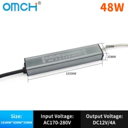 OMCH IP67 Waterproof Power Supply Lighting Transformer AC110V-220V to DC12V 24V LED Driver, 10W 20W 30W 50W 100W Outdoor Adapter