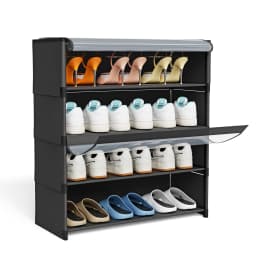 Shoe Rack, 8 Compartments, Shoe Cabinet with Doors, for 24 Pairs, Modular Plastic Shelf, for Entryway, Bedroom, Hallway
