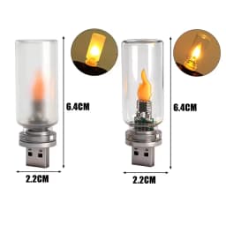USB Flame Flickering Night Light 5v Frosted Clear Glass LED Flickering Dynamic Candle Light DIY Car Home Atmosphere Lighting