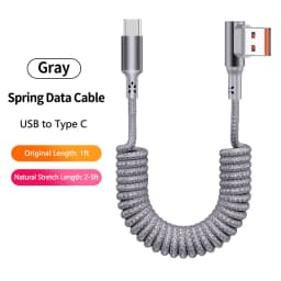 Elbow Coiled USB A to USB C Cable for Car,Retractable Braided Fast Charging Cord Compatible with iPhone 16/17,Samsung Galaxy A17