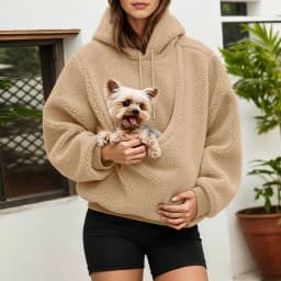 Unisex Fall And Winter Casual Fleece Solid Color Pet Pocket Hooded Sweatshirt Funny Pullover Sleeve Hoodie