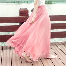 High-grade Double Layer Skirts Spring Summer Elastic High Waist Large Swing Gauze Chiffon Skirt A-line Pleated Long Beach Skirt