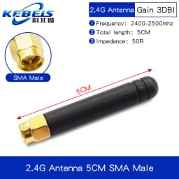 2PCS 2.4G Antenna Fold Glue Stick 3DBI WLAN Router Antenna Wifi Module Signal Enhancement 2400-2500mhz SMA Male Connector 6DBI