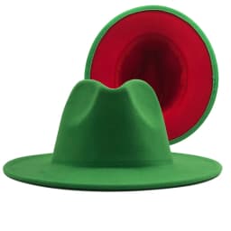 QBHAT Two-color Fedora Hat Women Men Wide Brim Felt Jazz Hat Ladies Party Top Cap Patchwork Chapeau Sombreros De Mujer 50 Colors