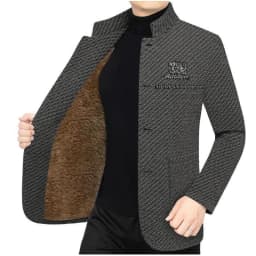 Men's Winter Fleece Lined Jacket Trendy Casual Woolen Fashionable Versatile Stylish New Model Cardigan Sleeve Long Coat for H...