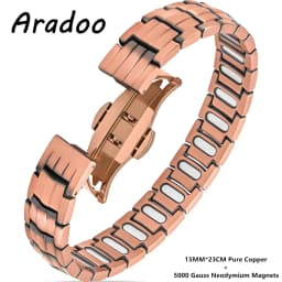 ARADOO Pure Copper Magnetic Bracelets for Men with 5X Strength 5000 Gauss Magnets Wristband Jewelry Gifts