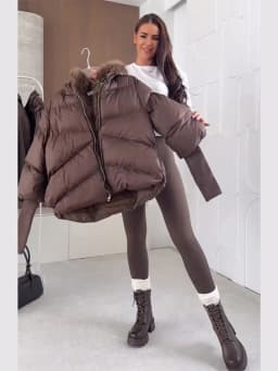 Fur Patchwork Cotton Coats Women Hooded Stand Collar Zippers Oversize Thicken Solid Jackets 2025 Winter Chic Warm Outerwear Lady
