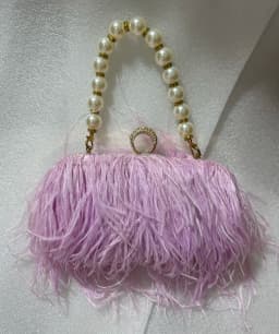 Luxury Real Ostrich Feathers Handbag Pearl Tassel Evening Bags Women's Pouch Purse Pink Green Diamond Clutch Party Messenger Bag