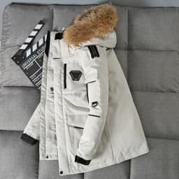 Men's Down Jackets Big Real Fur Collar Warm Parka -30 Degrees Men Casual 90% White Duck Down Coats Winter Snow Thicken Overcoat