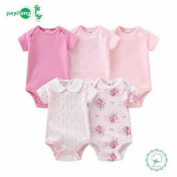 Kit 5 Bodysuits Baby Boy Short Sleeve 60% Cotton 40% Polyester 3m 6m 9m Infant Clothing