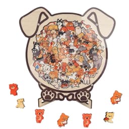 Cartoon Bear Jigsaw Puzzle Desktop Ornament Creative And Adorable Cat And Dog Colourful Wooden Decorative Figurines Home Decor