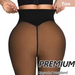 One Seam Fleece Lined Tights Women Plus Size Shaping Compression Tummy Control Translucent Leggings Fake Sheer Thermal Pantyhose