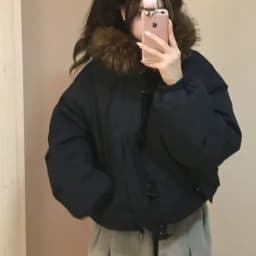 Women's Cotton Jacket Coat Winter Thickened Warm Long Sleeve Hooded Chic High-End Feeling Large Fur Collar Button up Top