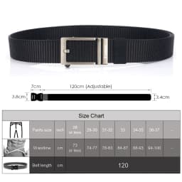 KOLBER Thick Casual Belt for Men Metal Automatic Buckle Soft Real Nylon Tactical Outdoor Belt Non-Hole Work Belt Male Waistband