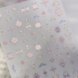 Elegant Gold Scepter 5D Nail Art Stickers Gorgeous Gemstone Luxury Courtly Pattern Necklace Frame Self Adhesive Manicure Decals
