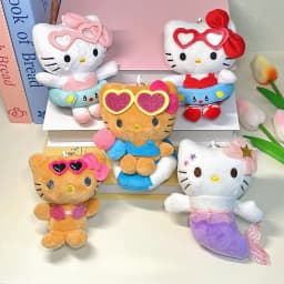 *New Cartoon Keychain Plush Stuffed Soft Doll Keychain Cartoon Plushies Bag Pendant Accessories Girls Gift Toys