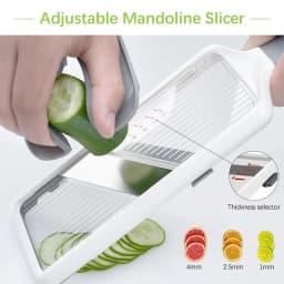 LMETJMA Multi Handheld Mandoline Slicer with Adjustable Stainless Steel Blade Kitchen Veggie Chopper Cheese Grater JT237