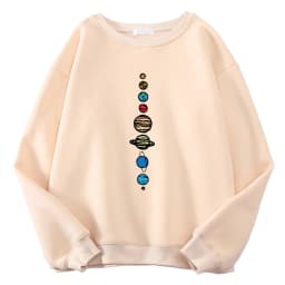 Nine Planets Universe Solar Systemprinted Men Pullover Fashion Casual Hooded Loose Crewneck Sweatshirts Autumn Fleece Streetwear