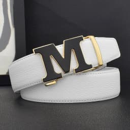 High Quality Designers Letter M White Leather Belt Men Luxury Famous Young Men Cowhide Brand Jeans Relaxed Jeans Mode Man Belt