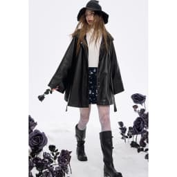 ELFSACK Y2K High Waist Gothic Floral A-Line Skirt Women, Black Skirt with Purple Print, Romantic Shoujo Cute Short Skirt