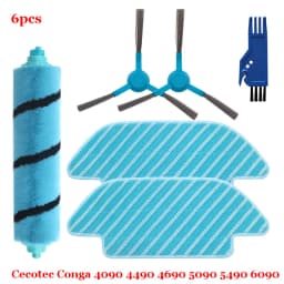For Cecotec Conga 4090 4490 4690 5090 5490 6090 Robot Vacuum Cleaner Side / Soft Roller Brush Mop Cloth Rags Wheel Accessories