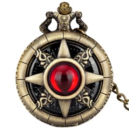 Hollow Sun Rhinestone Decorated Chic Bronze Quartz Pocket Watch Men Women Black Starry Roman Numerals Fob Chain Pendant Clock