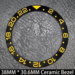 Sloping 38mm * 30.6mm Ceramic/Aluminum Blue Luminous Bezel GMT and Diving Watch Insert Fit for 40mm Watch Case Replacement Watch