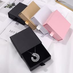 Multiple-Use Jewelry Packaging Box for Necklace, Bracelet, and Ring in Pink/White/Black