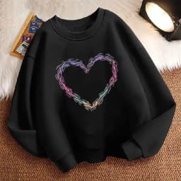Funny Children's Sweatshirt Pullover Love Heart Crew Neck Graphic Print Hoodie Boy/Girl Kids Hoody