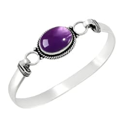 Vintage 925 Silver Bangle Natural Oval Moonstone Bangle Bracelets Handmade Birthstone Bangle Gifts Fine Jewelry for Women Men
