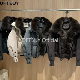 OFTBUY New Winter Warm Cropped Natural Fur Down Cclothing Women Short Duck Down Jacket Real Fox Fur Collar Puffer Coat Female