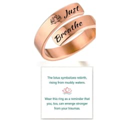 Just Breathe Ring for Women Adjustable Heart Ring Stainless Steel Spiral Wrap Healing Rings I F love you