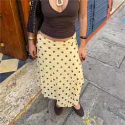 Y2K Polka Dot Print Chiffon Midi Skirt for Women High Waist Asymmetrical Hem A Line Flowy Skirt Summer Vacation Streetwear