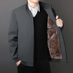 Oversize Fleece Lined Cotton Jacket Men Autumn Winter Thick Warm Business Stand Collar Coat For Middle Aged Fathers Daily Formal