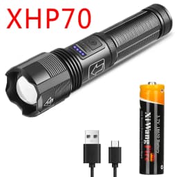 XHP70 Lamp Beads 3000 Lumens Super Bright Flashlight Rechargeable LED Flashlights Powerful Flashlight for Camping Emergencies
