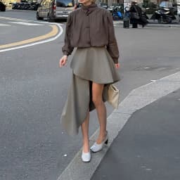 2026 New Women's Grey Asymmetric High-waisted Irregular Hem Midi Skirt Elegant Spring Summer Commuter Street Style Clothing