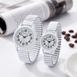 Simple Business Casual Couple's Watch with Elastic Strap and Arabic Numeral Dial, Quartz Watch for Men and Women