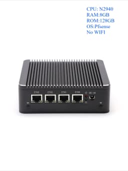 Fanless Mini PC OPNsense Router Intel Celeron N2940 Quad Cores 4 LAN Ports Gigabit Ethernet Firewall Appliance Pfsense