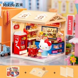 Rolife Sanrio Super World Series Buckle Assembly Hello Kitty Cinnamoroll Room Lighting Model Desktop Decoration Gift Kuromi
