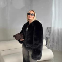 Women Faux Fur Coats Solid Short Jackets Long Sleeve Round Neck Open Stitch Thick Straight Fit Elegant Casual 2026 Autumn Winter