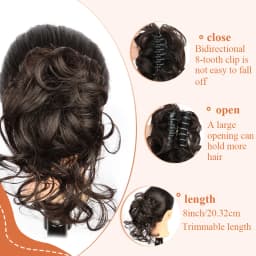 Claw Clip Style Messy Synthetic Wig, Suitable for Women's Messy Wavy Curls and Knotted Extensions