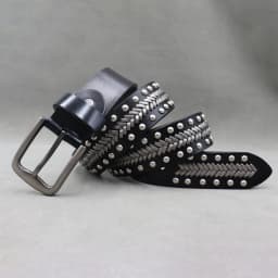 Designer Brand Belt Men Rivet Real Leather Pin Belt Male Black Rock Genuine Leather Cowhide Luxury Punk Belt Jeans